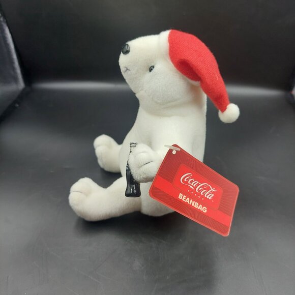 Vintage Collectible Coca-Cola Polar Bear Santa Bean Bag Plush by Beverly Hills - Picture 4 of 8